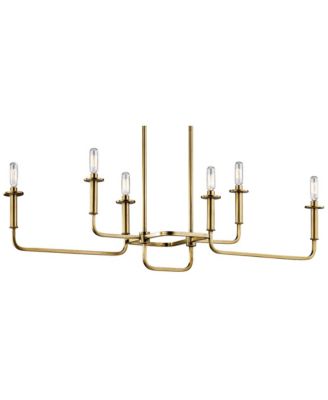 Alden 38 1/2" Wide Brass 6-Light Linear Candelabra Chandelier