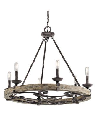 Taulbee 28 1/2" Aged Zinc 6-Light Wagon Wheel Chandelier