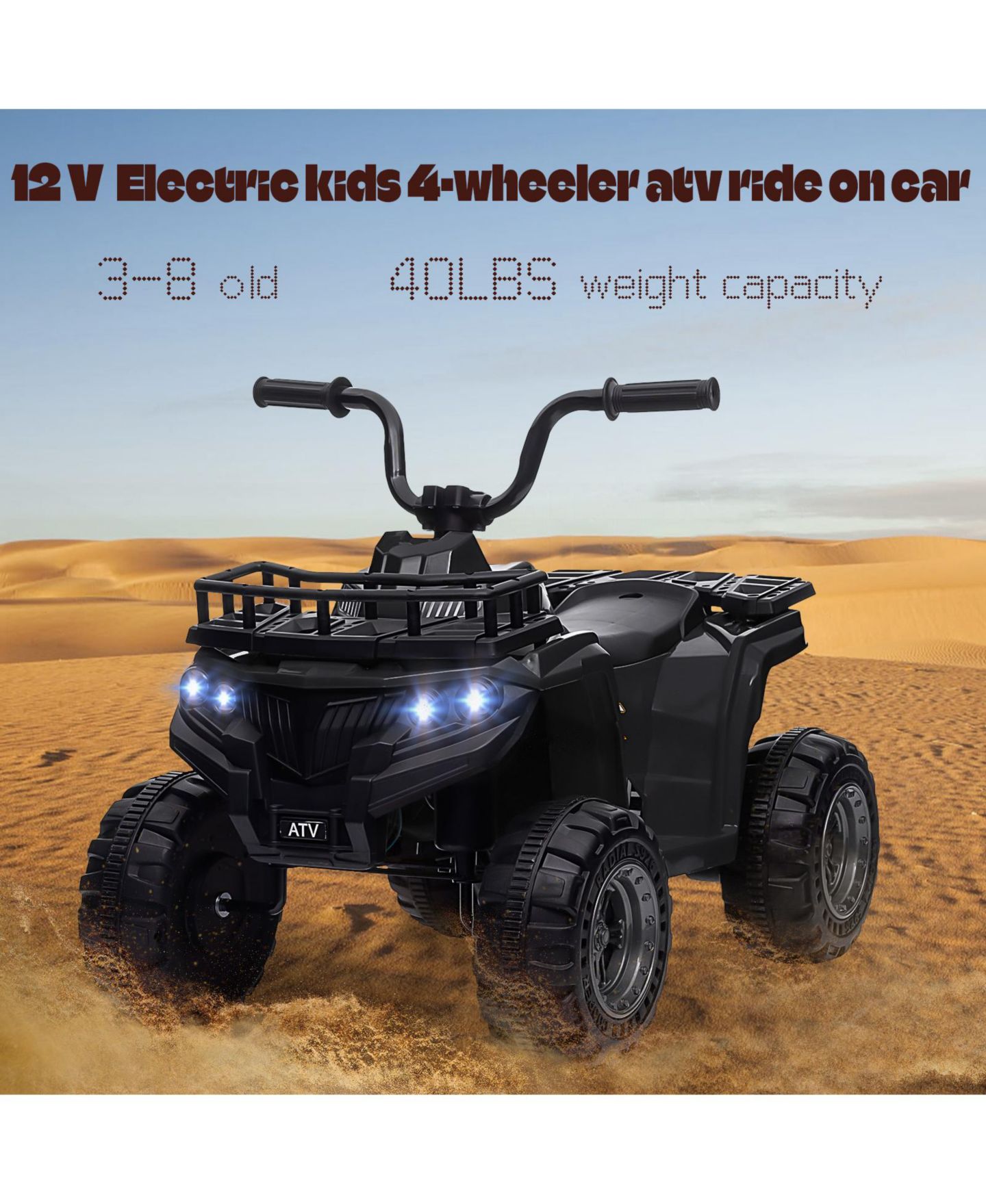 Детская игрушка homfan 12V Electric Ride On ATV Rechargeable Ride On Quad, 44 lb. Capacity, от 3 лет — фото 4