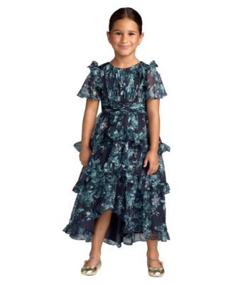 Big Girls High-Neck Ruffle High-Low Chiffon Gown