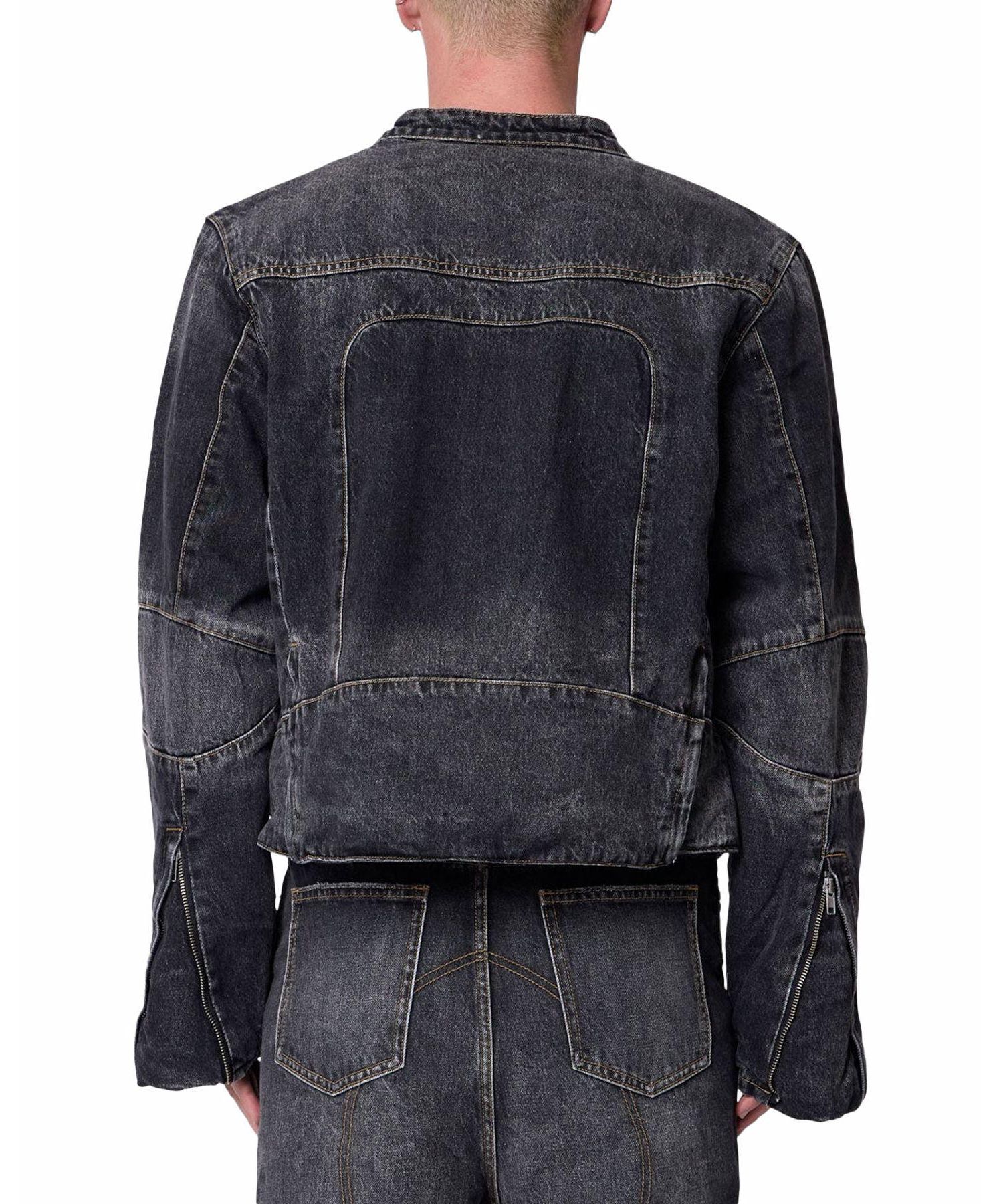 Men's Panelled Moto Denim Jacket