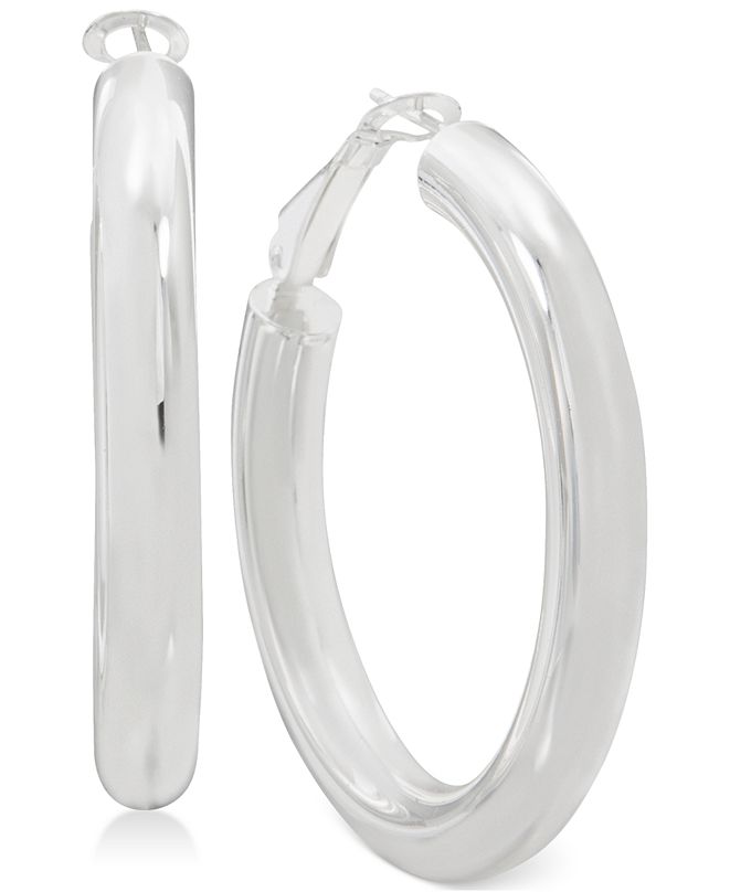 Macy's Polished Tube Hoop Earrings in Sterling Silver & Reviews