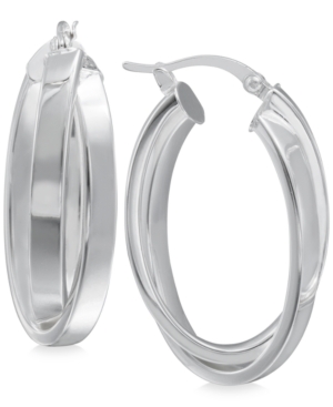 image of Crisscross Angled Hoop Earrings in Sterling Silver
