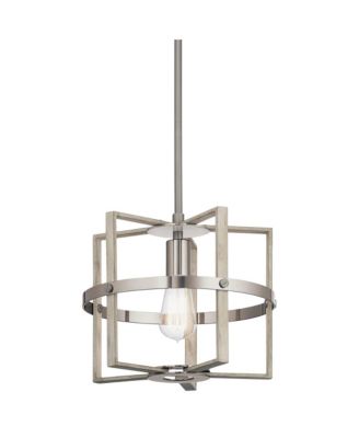 Peyton 12" Wide White Washed Wood Mini Pendant
