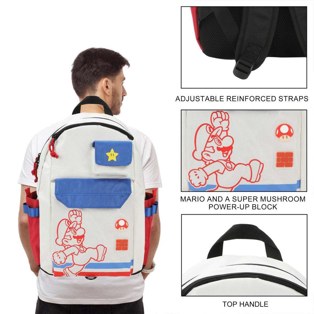 Super Mario Bros Mario Jump Pose 19 Inch Backpack