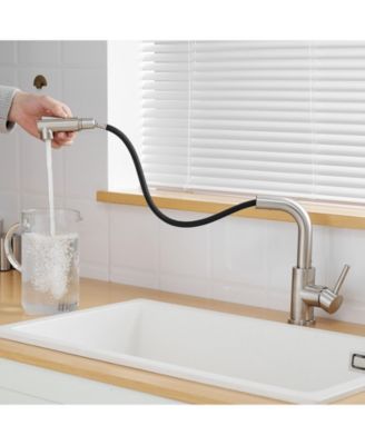 Sink Faucet, Brushed Nickel Kitchen Faucets with Pull Down Sprayer, Bathroom Sink Faucets Mini Bar Prep Faucet