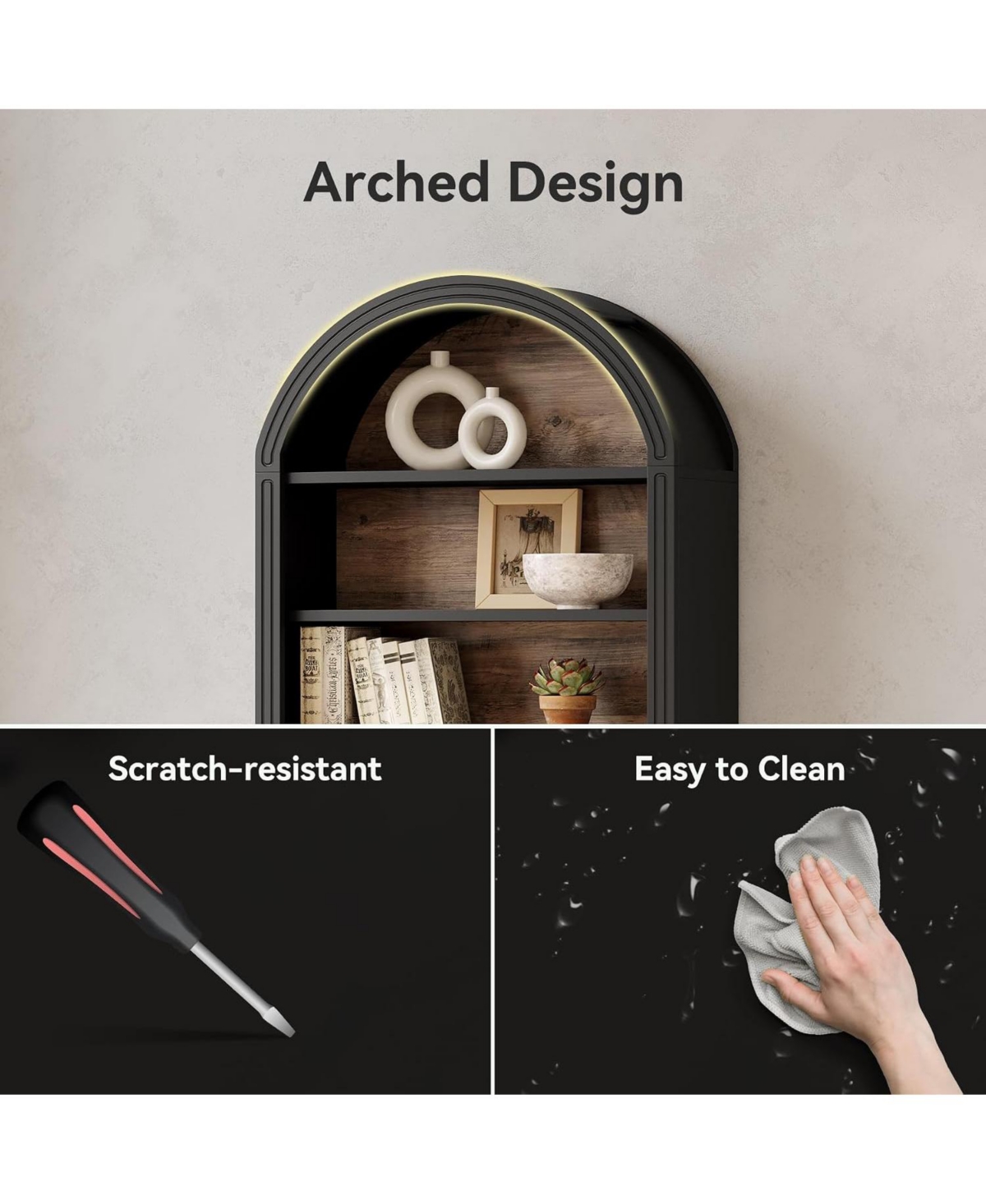 Tribesigns 6-Tier 77" Bookshelf with Arched Top