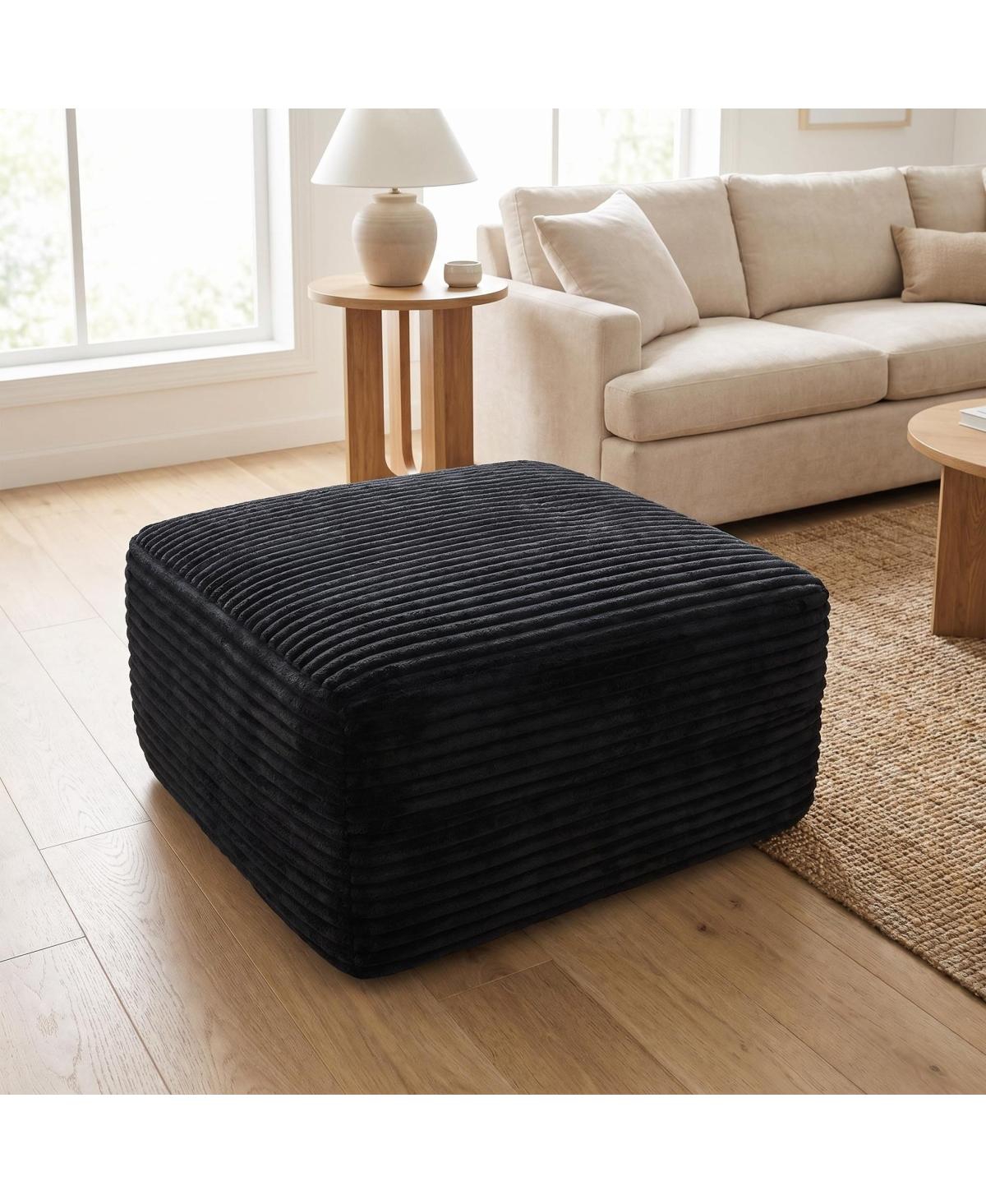 Streamdale Furniture 37.5" Corduroy Square Upholstered Ottoman Foot Stool