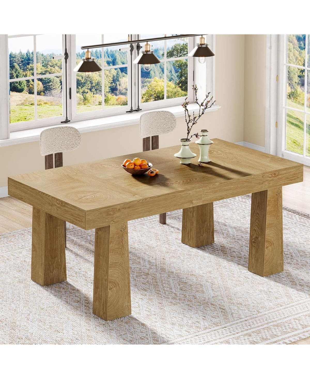 Tribesigns 63 Inch Dining Table for 4-6 People, Modern Rectangular Kitchen Table with Heavy Duty Tapered Legs