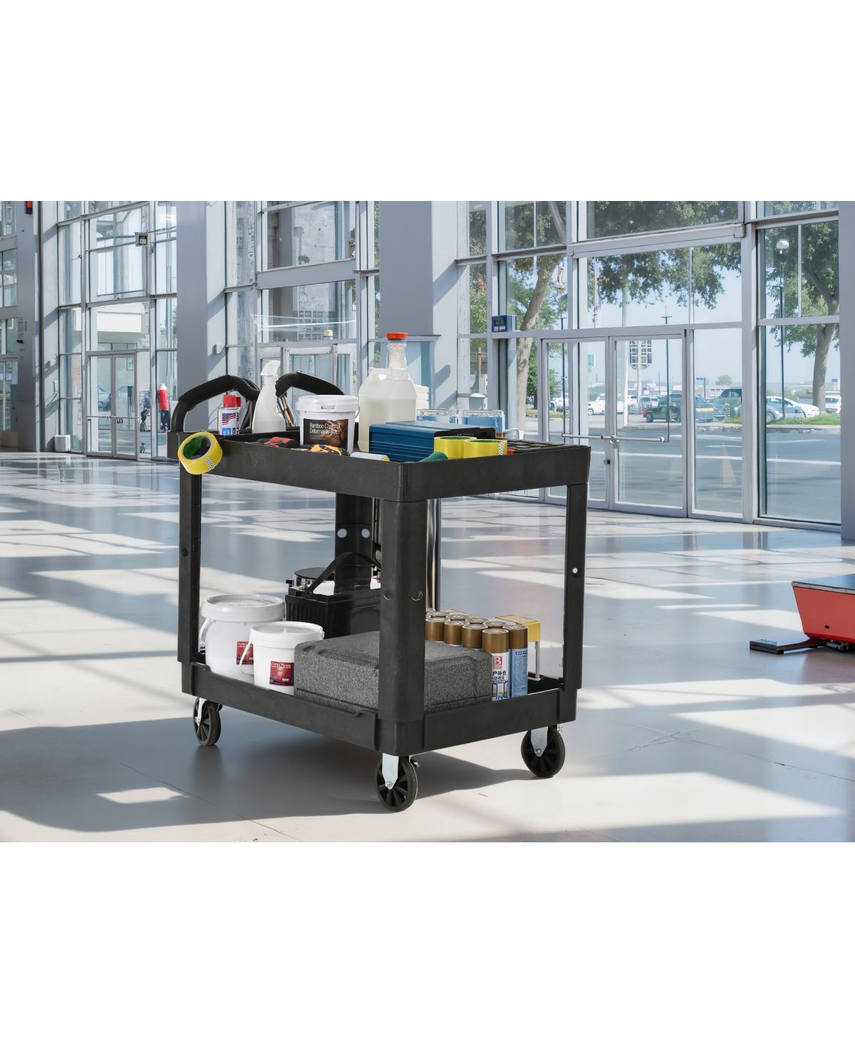 Streamdale Furniture Heavy-Duty Tray Top Service Cart with 550 Lbs Capacity and Wheels - Dark gray