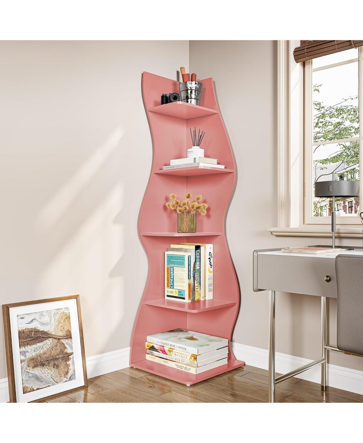 Tribesigns 5-Tier Corner Bookshelf for Small Space