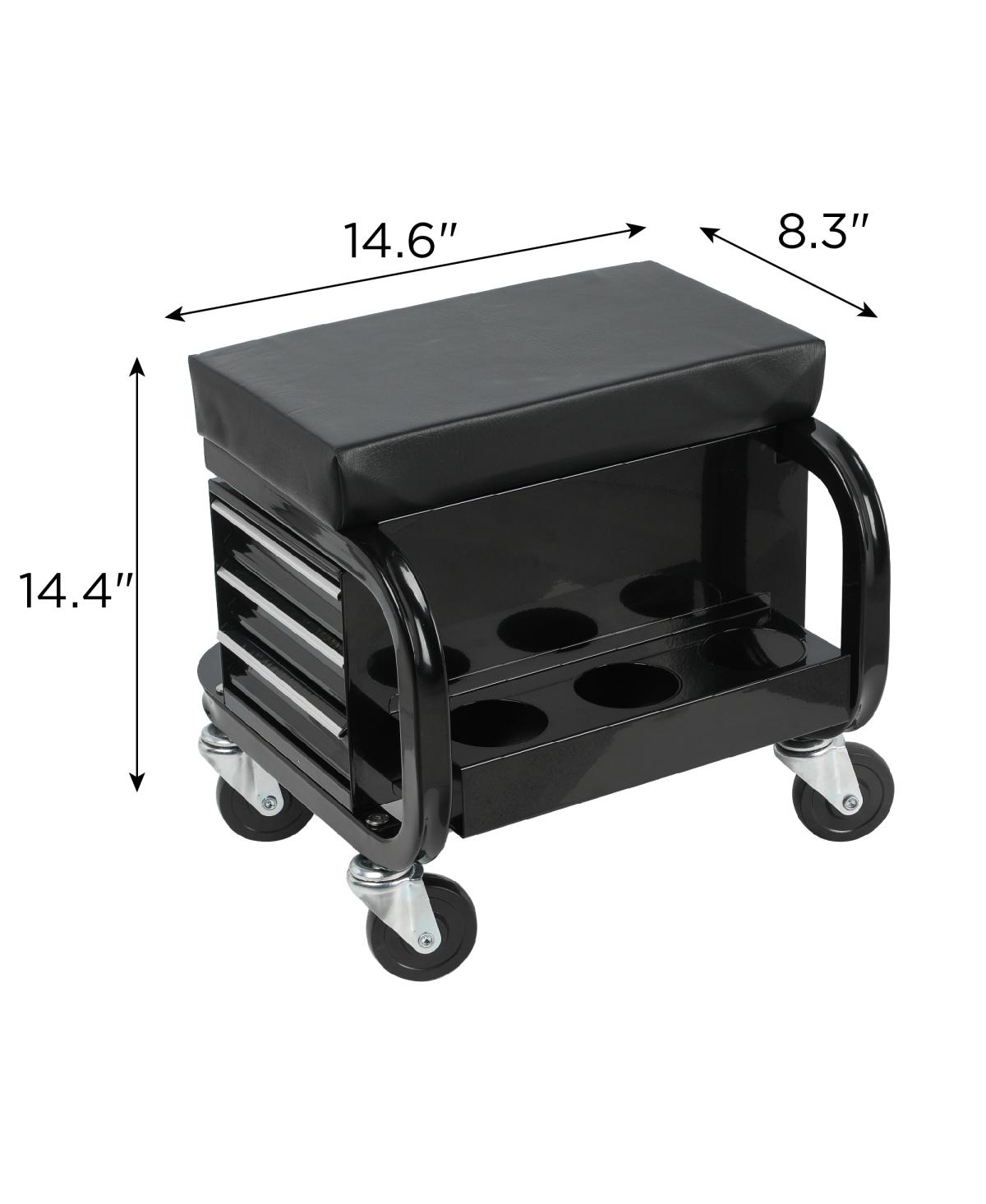 Streamdale Furniture Rolling Garage Creeper Seat with 3 Drawers