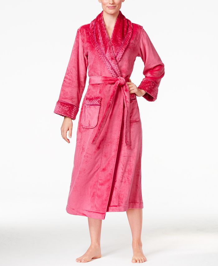 Charter Club Petite Super Soft TextureTrimmed Long Robe, Created for