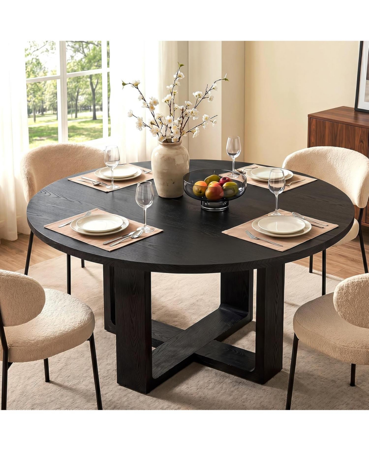 Tribesigns 47.24" Round Dining Table for 4-6 People, Solid Wood