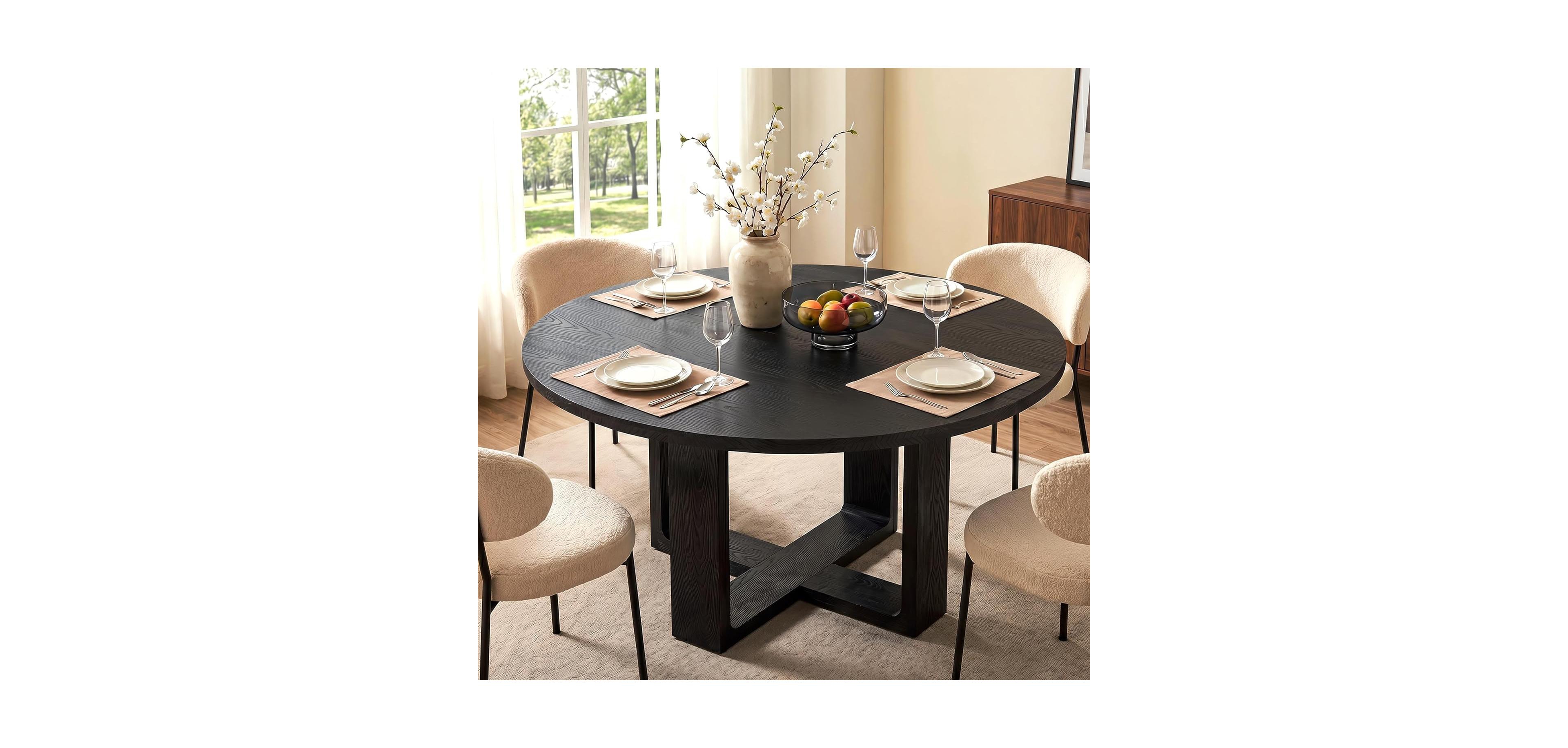 Tribesigns 47.24" Round Dining Table for 4-6 People, Solid Wood