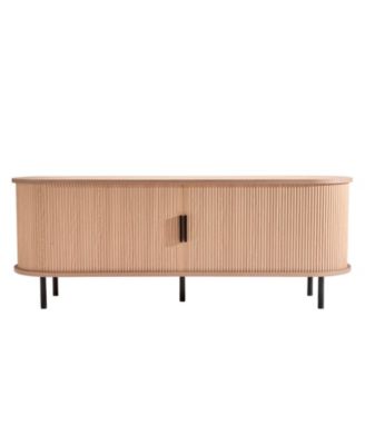Entertainment Center with Rolling Door and Adjustable Storage Shelves, TV Console Table