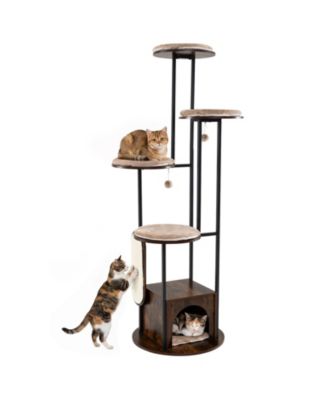 Modern Cat Tree Tower 72-Inch Tall Multi-Level Cat Condo with Top Perch Platforms