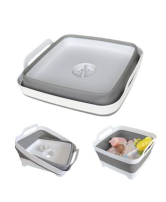 Collapsible Wash Basin With Drain Plug Foldable Kitchen Sink For Camping Space Saving Dish Tub