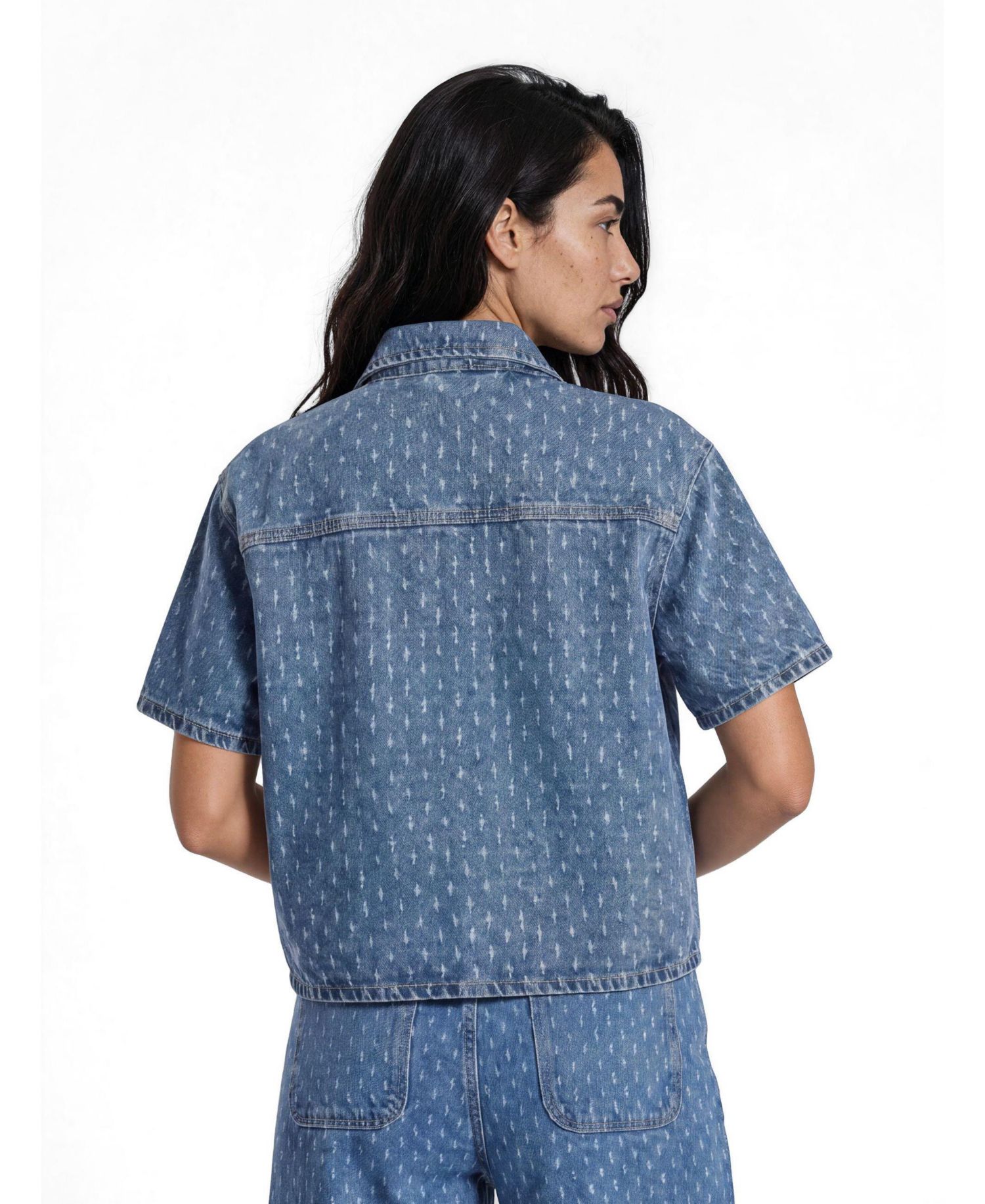 Women's Cropped Collared Snap-Front Shacket