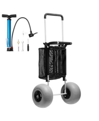 Beach Dolly with Big Wheels for Sand, 29.9" x 15.4" Cargo Deck, 12" Balloon Wheels, Folding Sand Cart, 165LBS Capacity