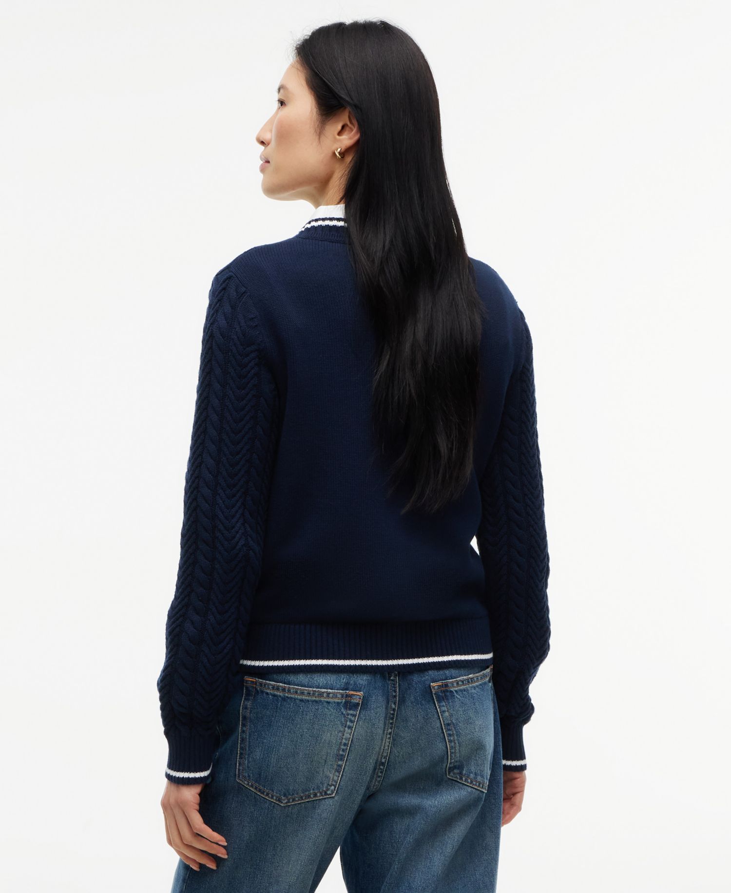 Women's Cable-Knit V-Neck Sweater