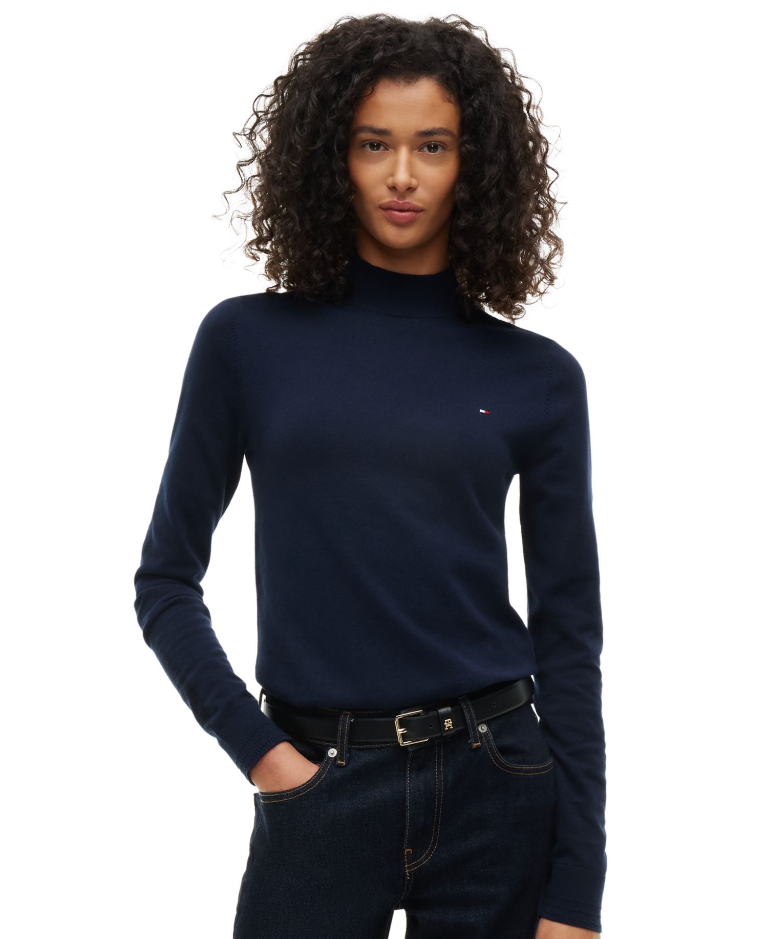 Women's Mock Neck Long-Sleeve Slim-Fit Sweater