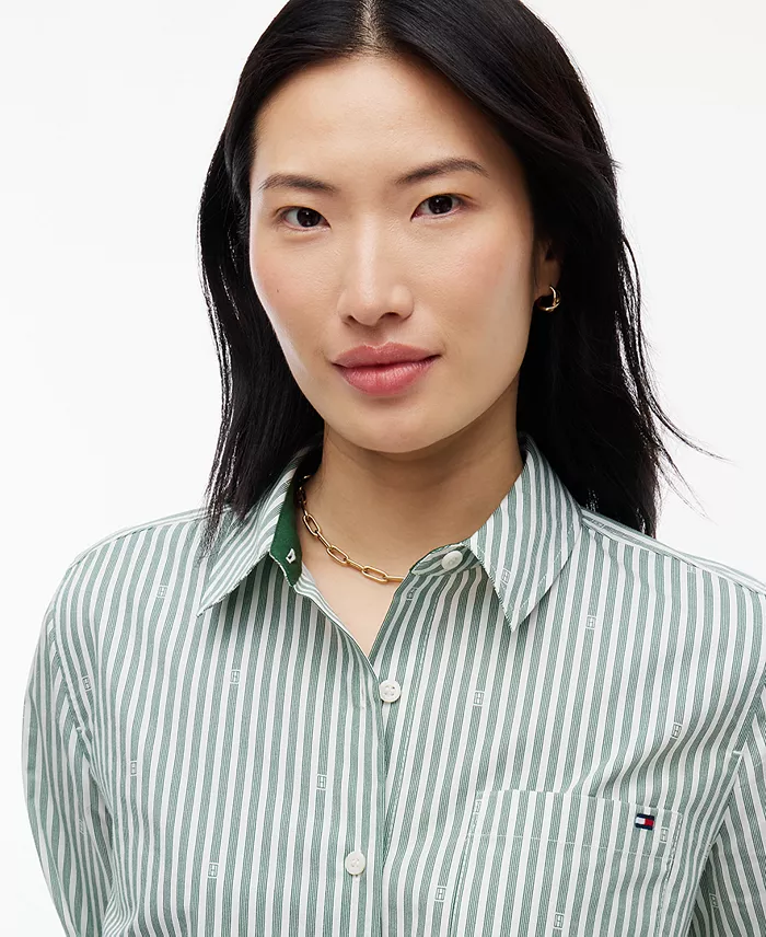Women's Printed Button-Front Roll-Tab Shirt - thumbnail 3