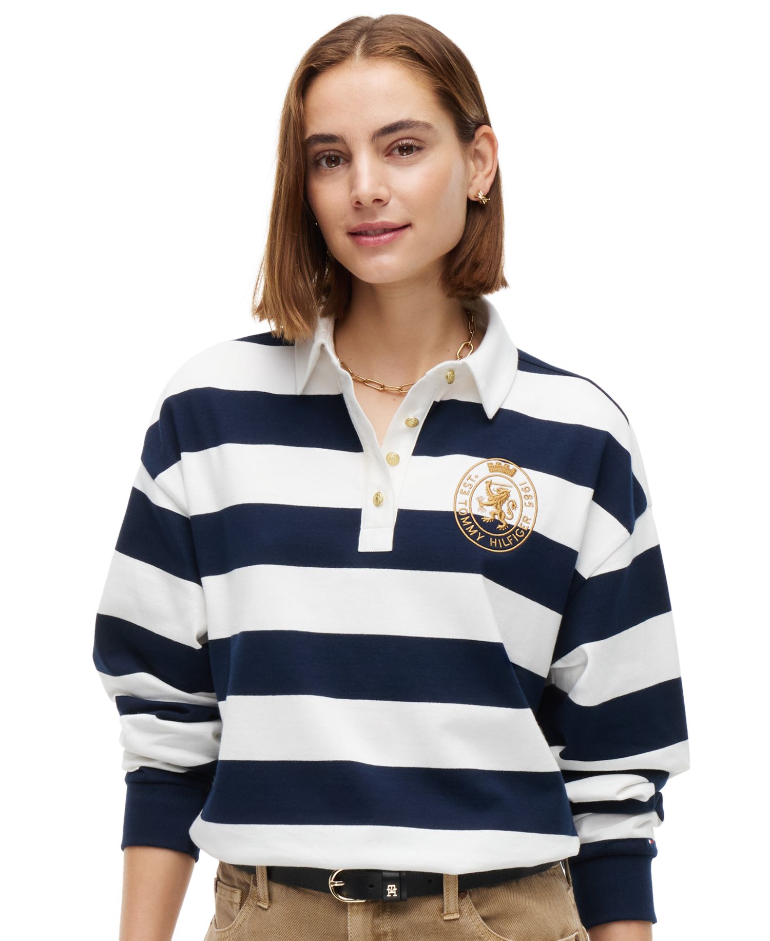 Women's Long-Sleeve Rugby Polo Sweatshirt