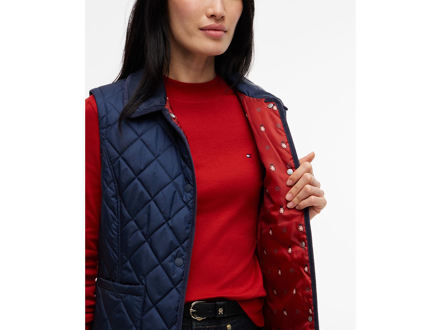 Женский стёганый жилет Tommy Hilfiger с клубным воротником, цвет: Тёмный синий — фото 4