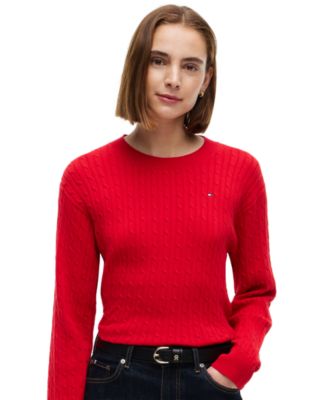 Women's Cable-Knit Crewneck Long-Sleeve Sweater