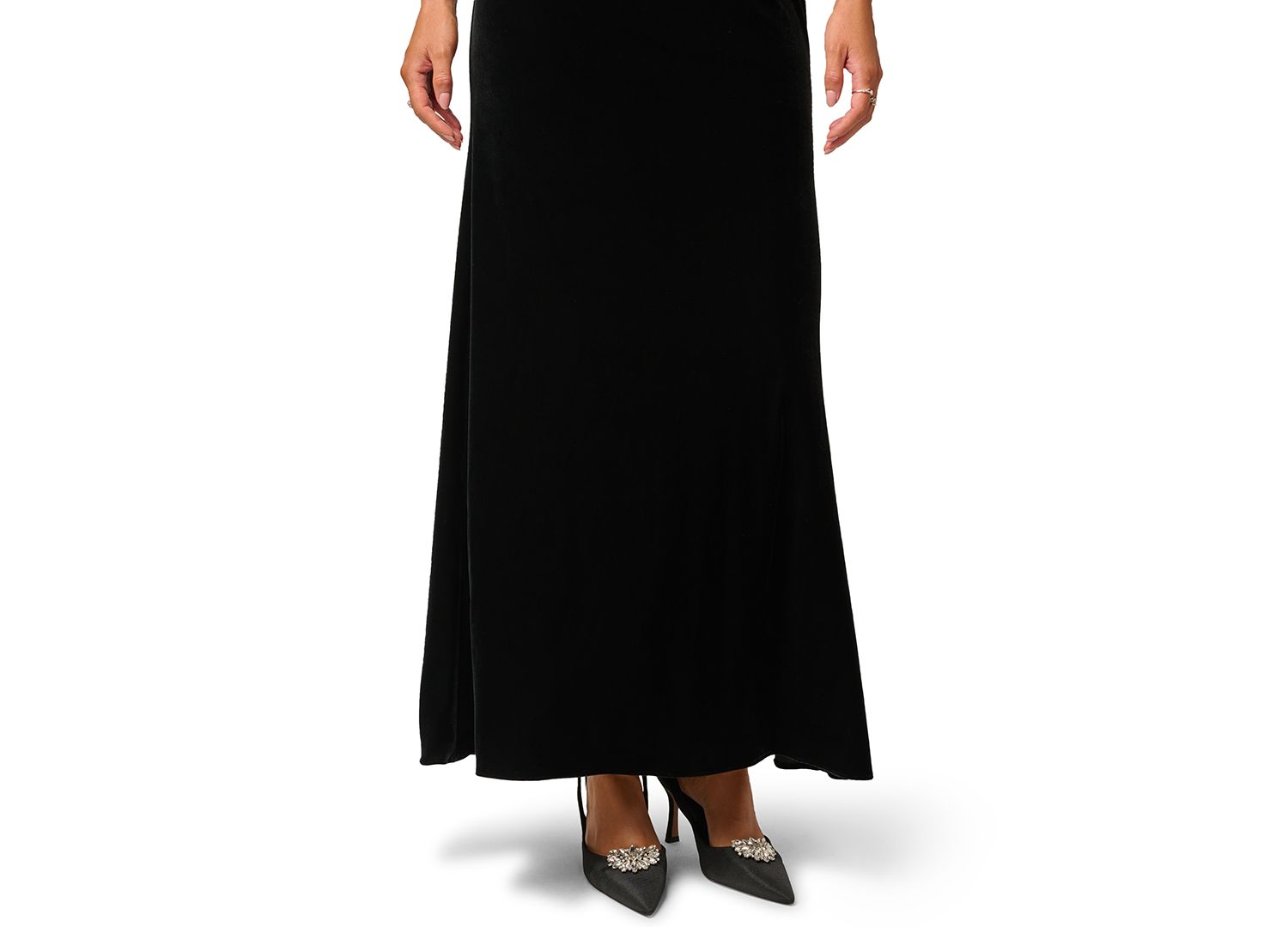 Petite Imitation Pearl Collar Velvet Sleeveless Halter Gown