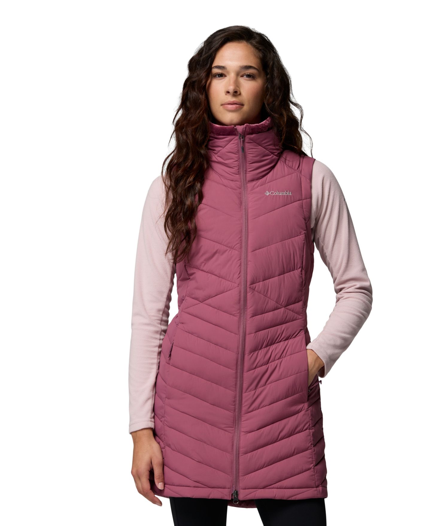 Женский жилет Columbia Joy Peak™ II Long Insulated Puffer Vest, цвет: Состаренный розовато-лиловый — фото 3