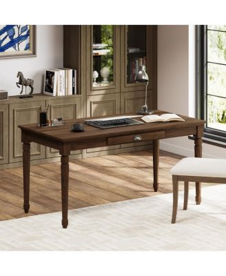 60" Rustic Farmhouse Writing Desk with Drawer, Chestnut