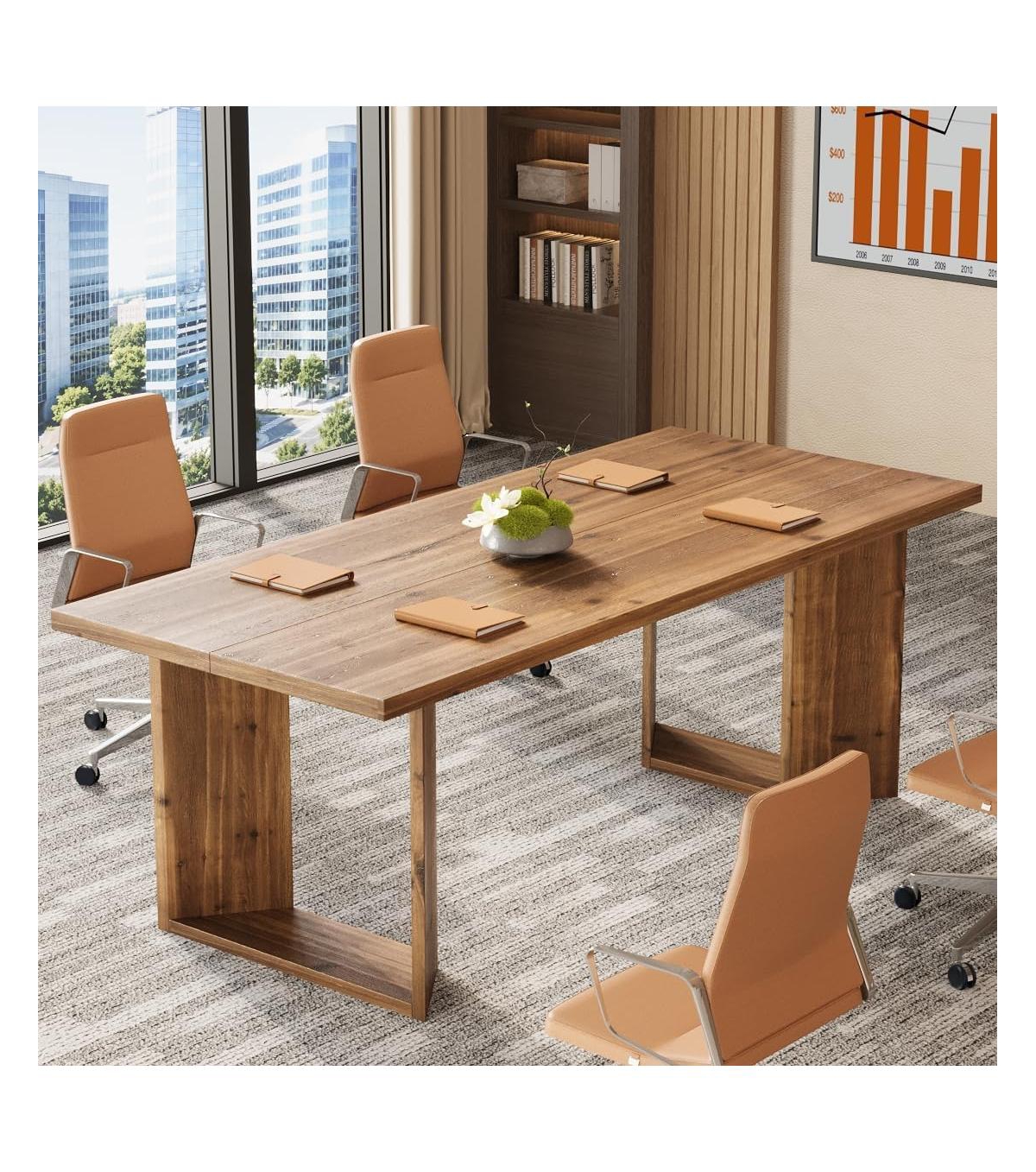 Tribesigns Solid Wood Executive Desk: 63" farmhouse computer desk with large tabletop and wood legs.Workstation for home office,bedroom.