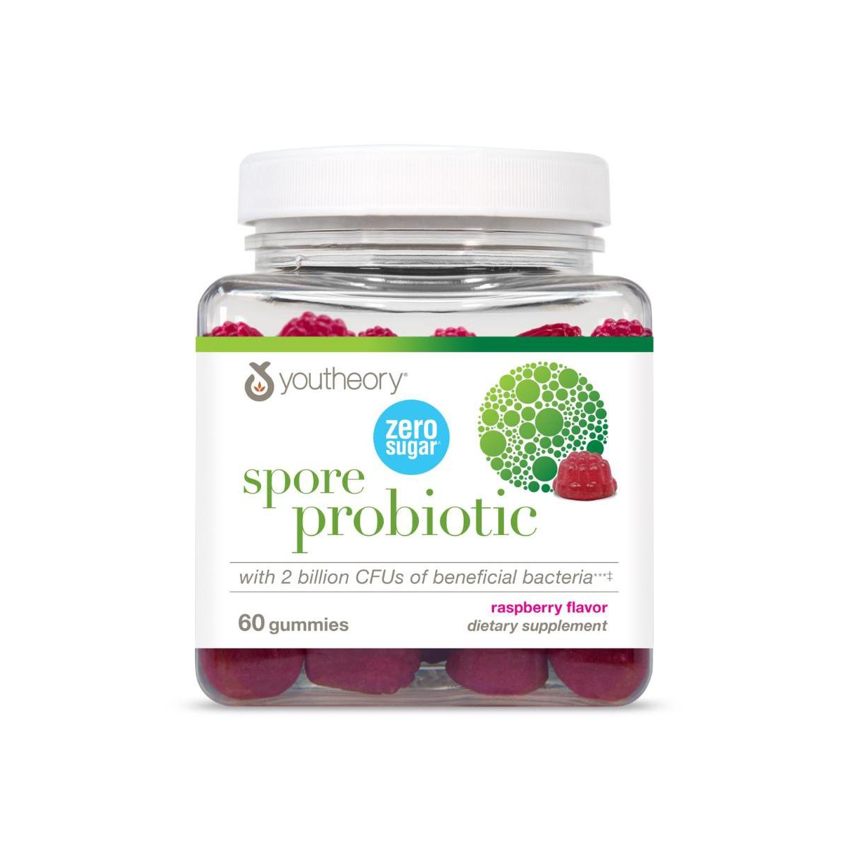 Youtheory Spore Probiotic Gut and Digestive Support Contains Bacillus Coagulans Dairy, Soy, and Gluten Free 60 Gummies