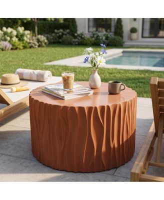 Terracotta Round MGO Wave Textured Coffee and Side Table