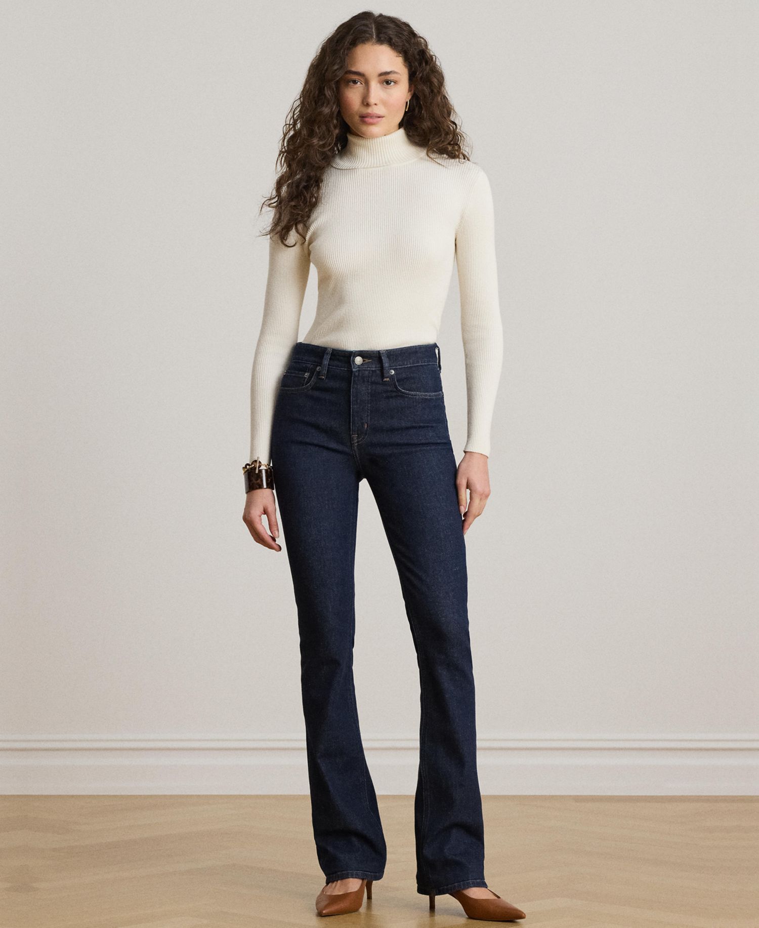 Petite Ribbed Slim-Fit Cotton-Blend Turtleneck Sweater
