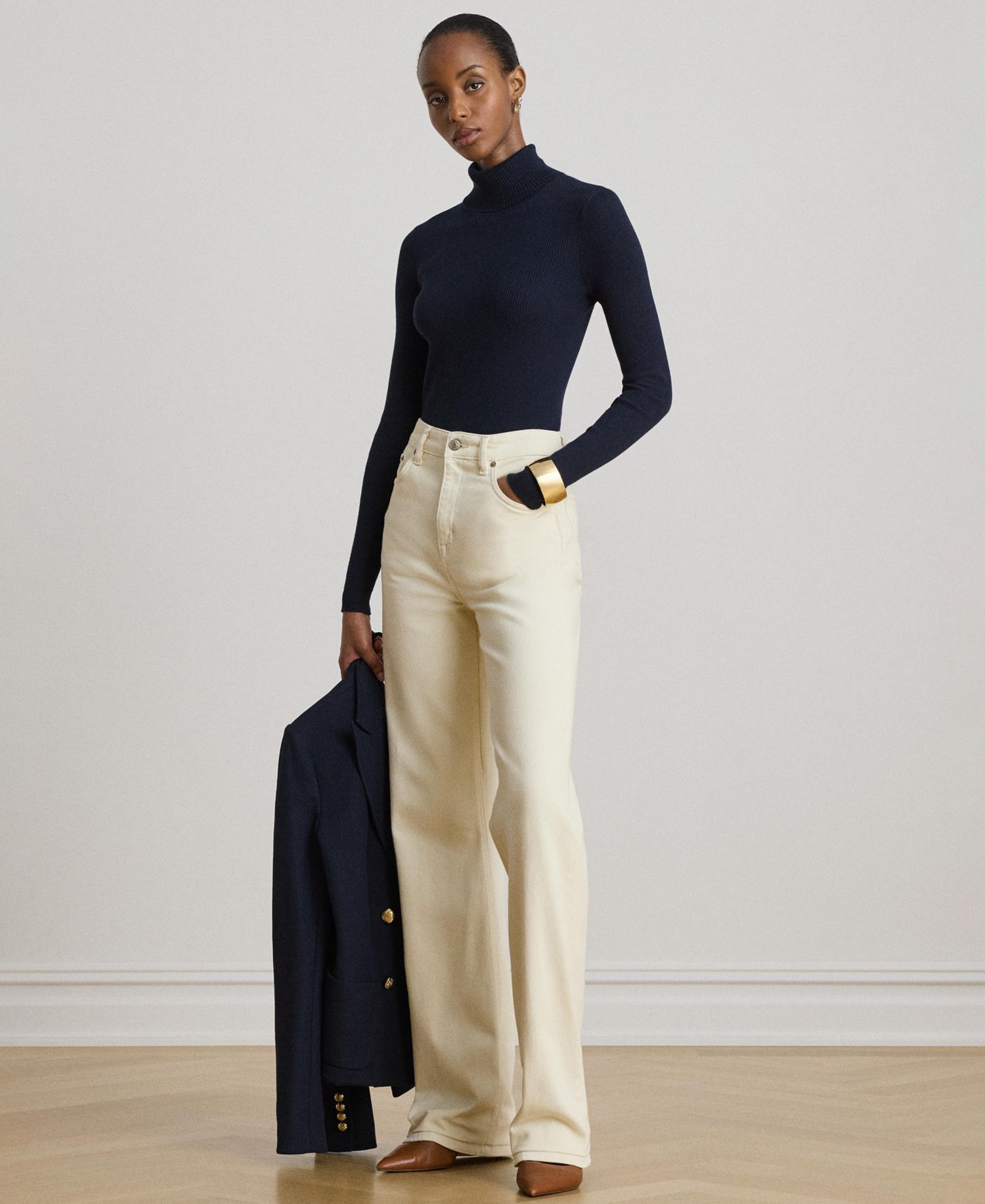 Petite Ribbed Slim-Fit Cotton-Blend Turtleneck Sweater