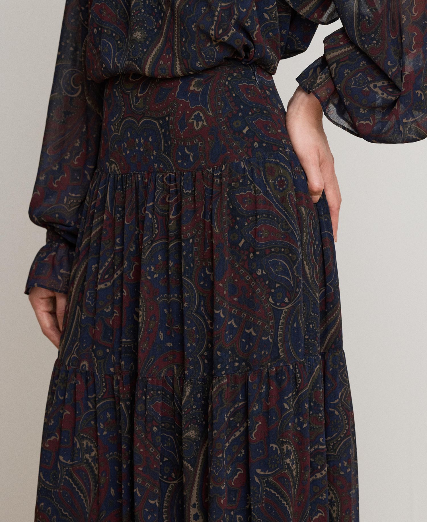 Women's High-Waisted Paisley Maxi Skirt