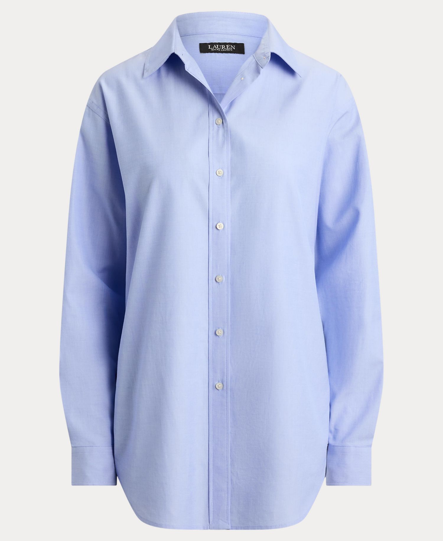 Women's Relaxed-Fit End-on-End Cotton Long-Sleeve Button-Up Shirt