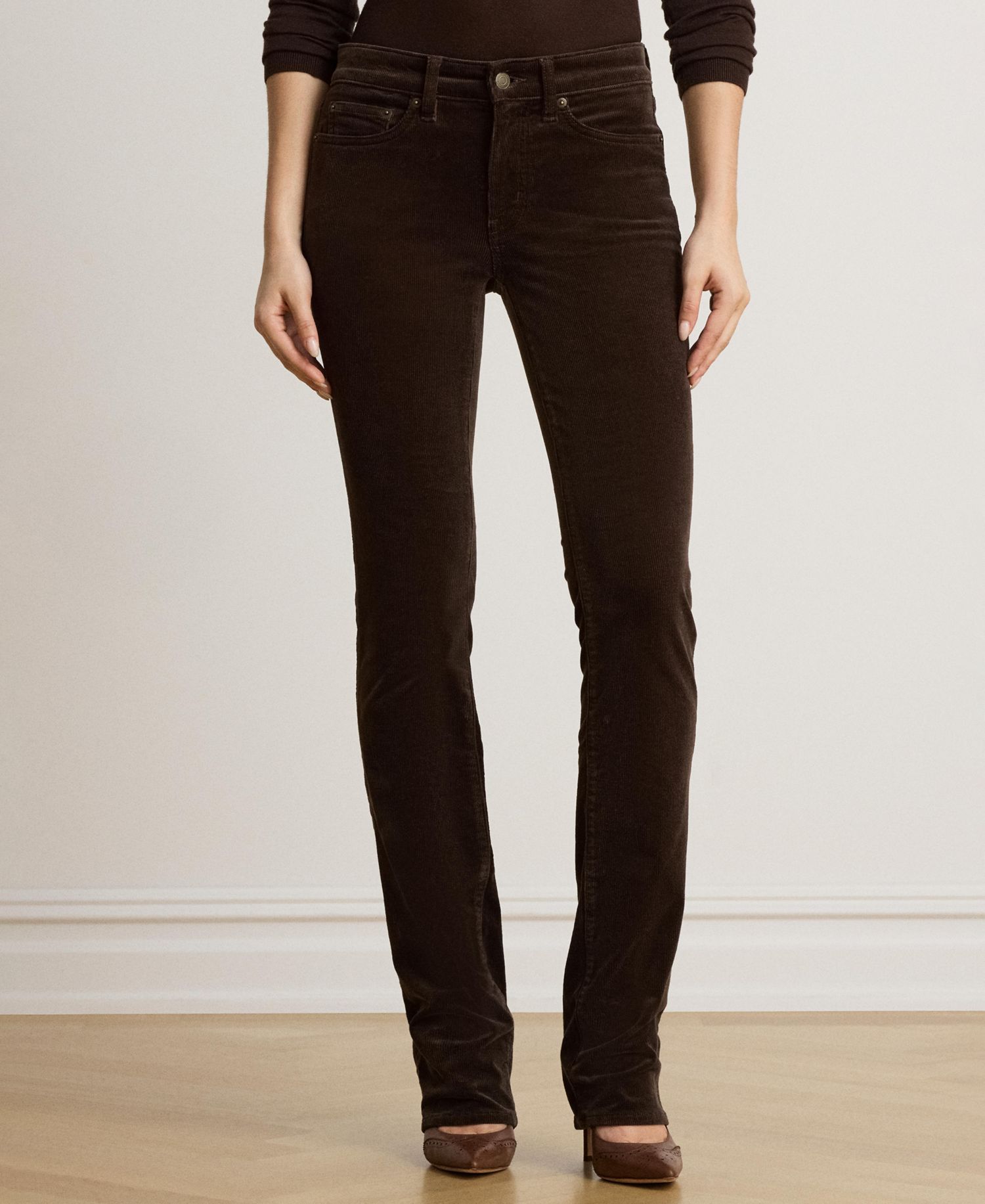 Women's Mid-Rise Slim-Straight Corduroy Pants