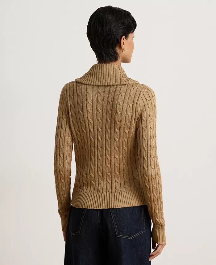 Women's Cable-Knit Shawl-Collar Sweater - thumbnail 6