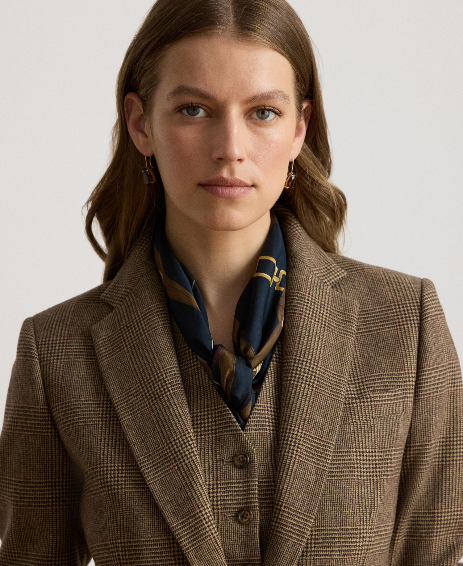 Women's Glen Plaid Wool Twill Tailored Blazer