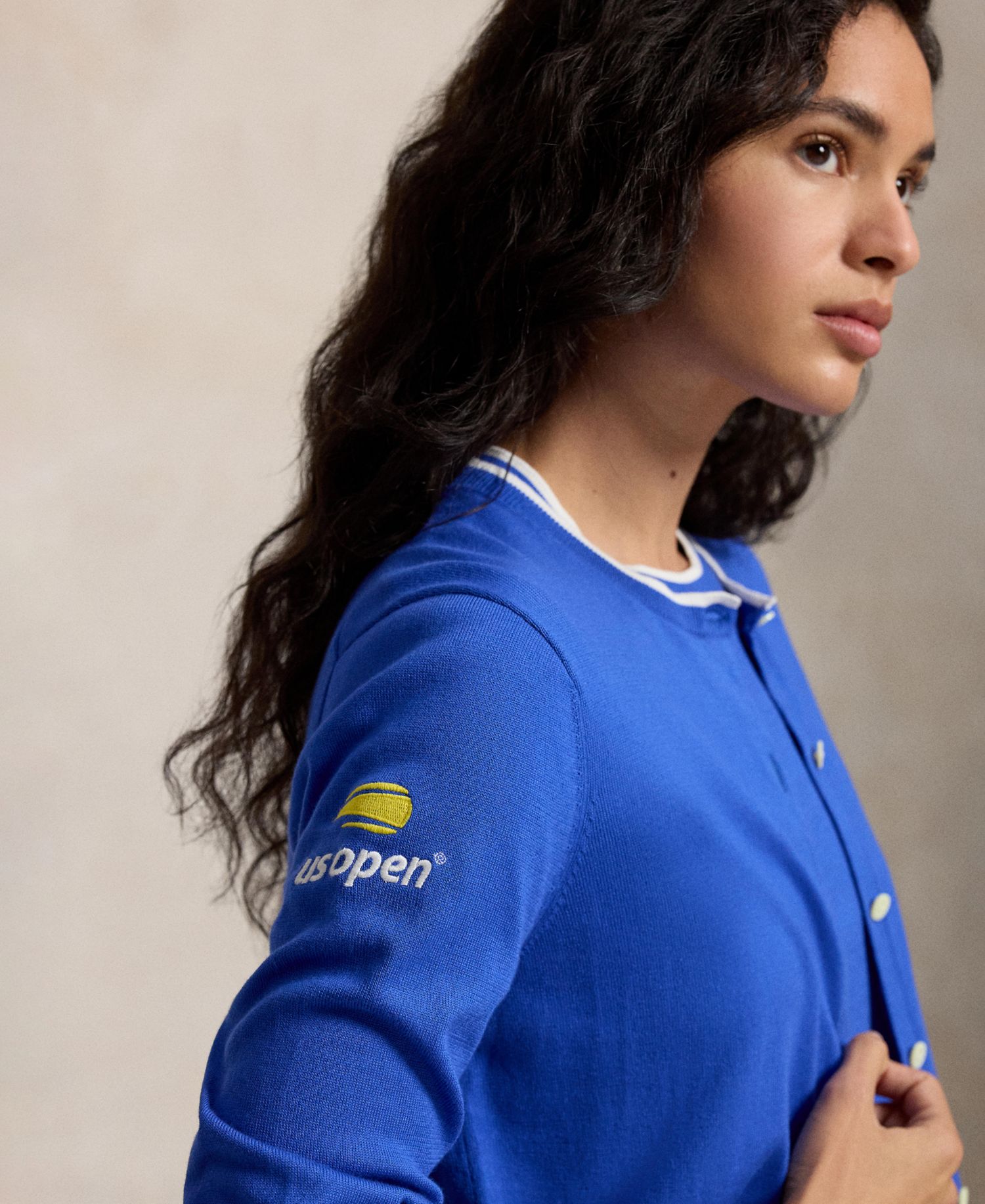 Women's US Open Crew Neck Long-Sleeve Cardigan Sweater
