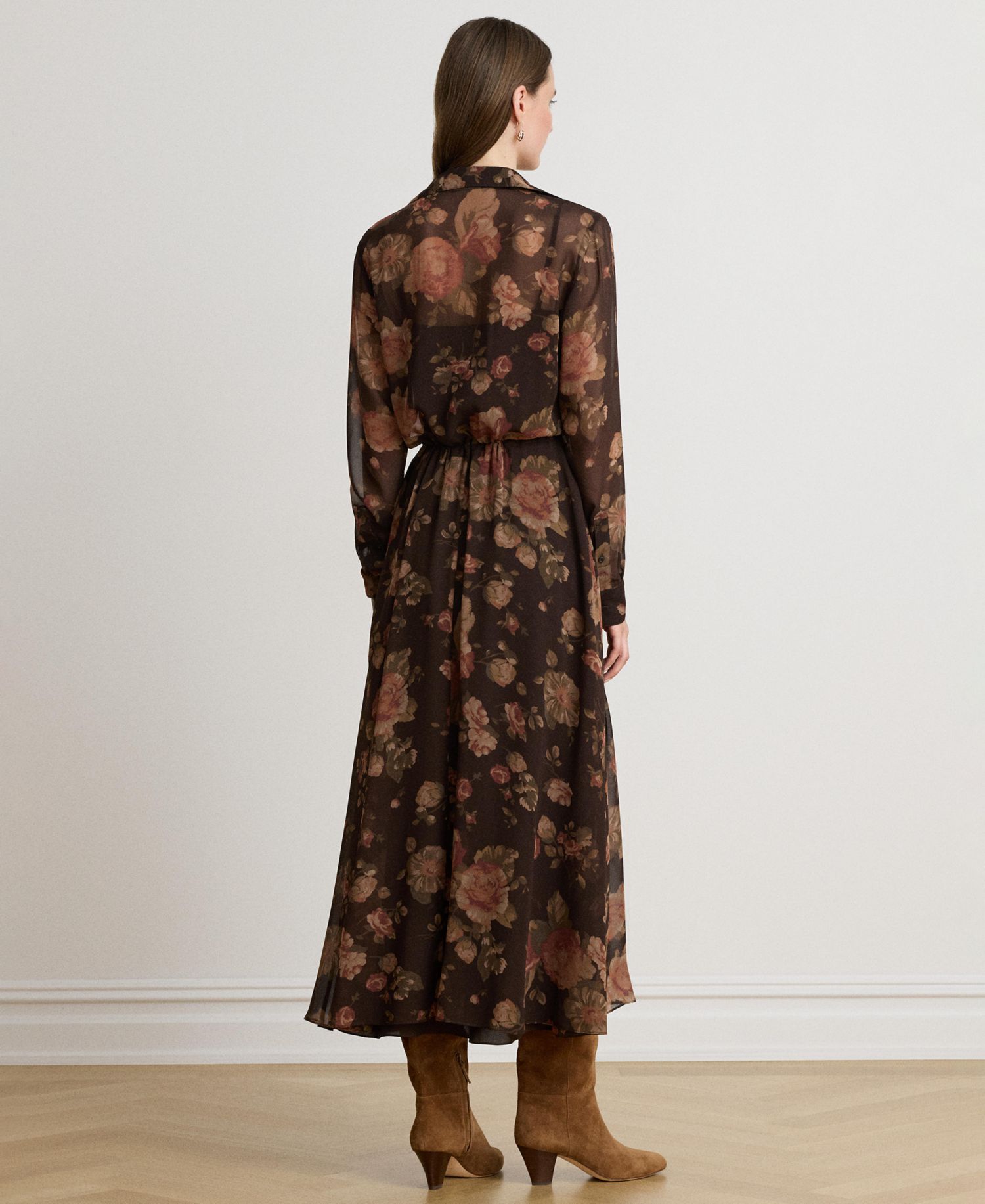 Women's Floral-Print Chiffon Shirtdress