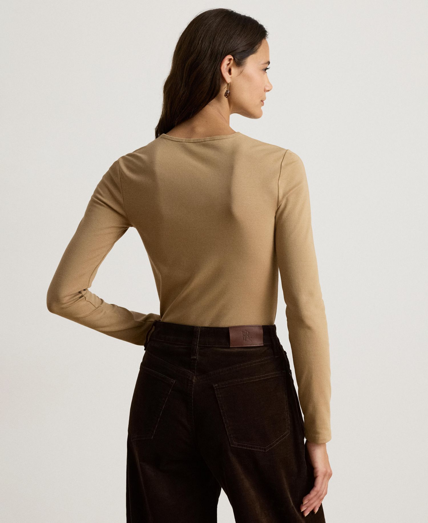Cotton-Blend Long-Sleeve Top