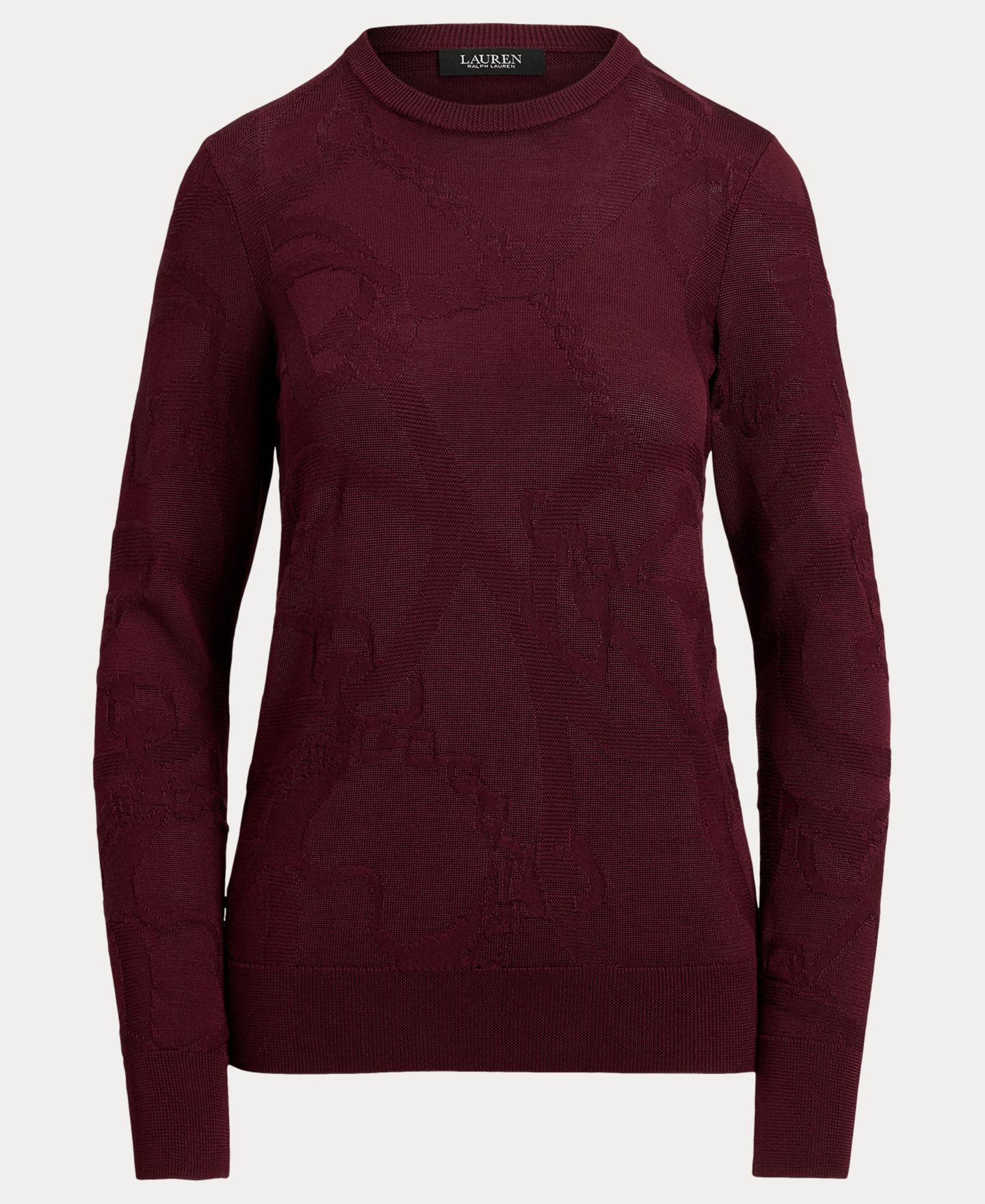 Женский свитер Lauren Ralph Lauren Belting-Motif Slim-Fit Cotton-Blend, цвет: Тёмный гранатовый — фото 6