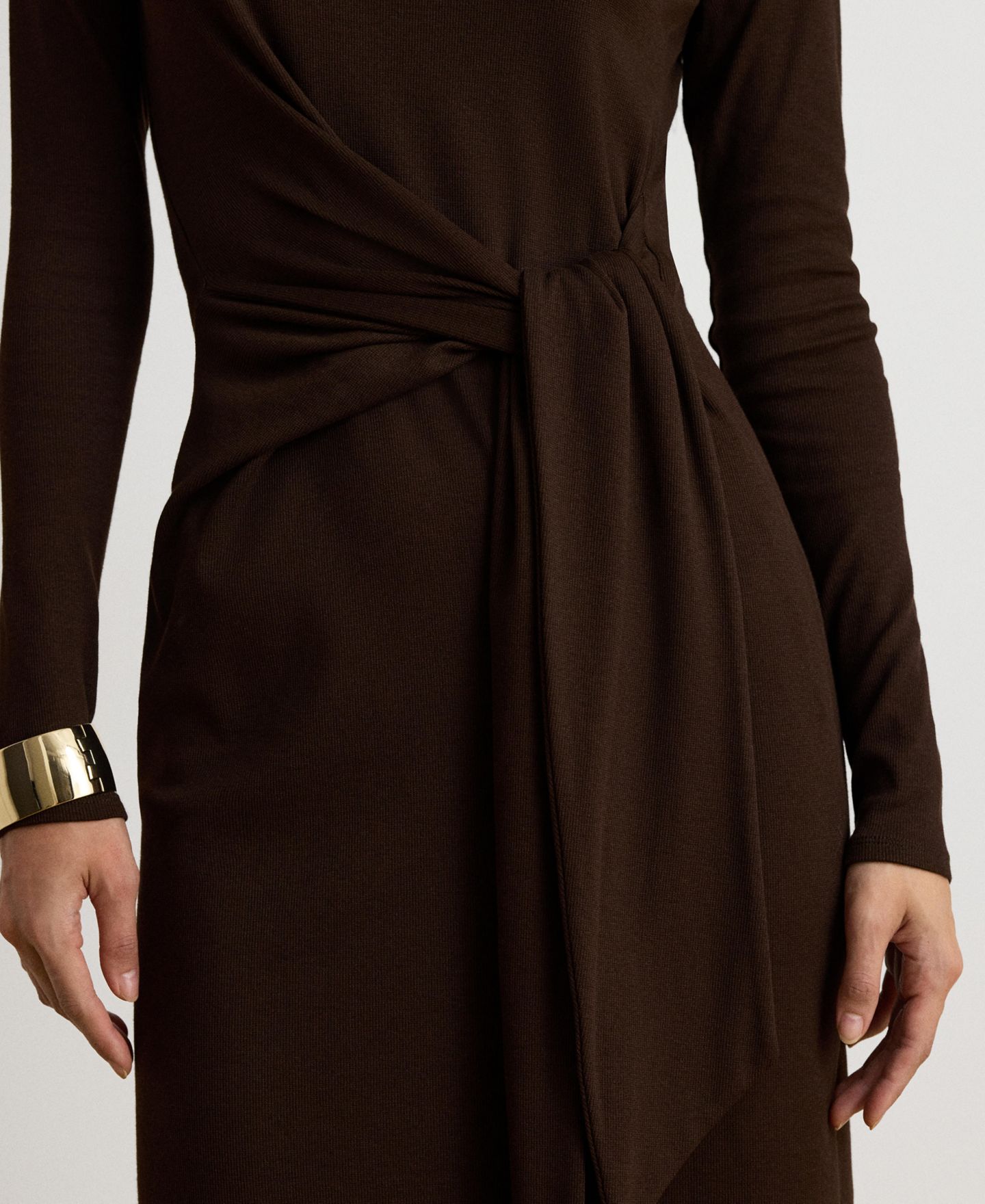 Женское платье Lauren Ralph Lauren Tie-Front Turtle Neck, цвет: Коричневый — фото 4
