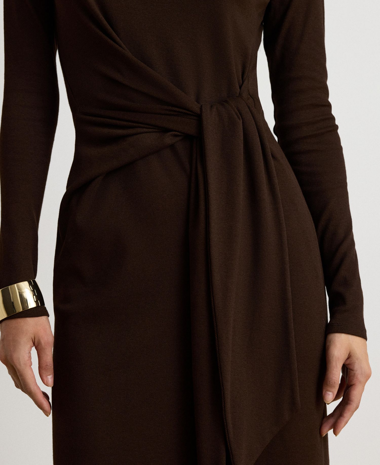 Women's Tie-Front Turtle Neck Dress