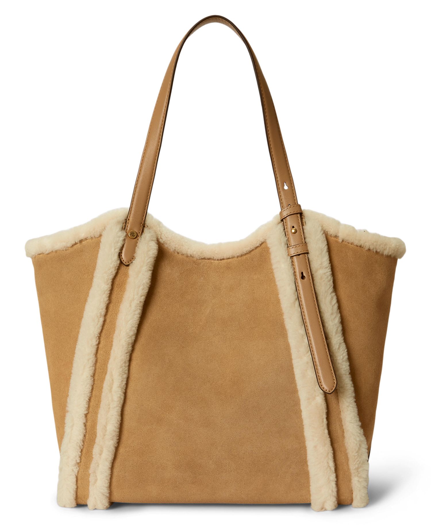 Tasha Extra-Large Sherpa-Trim Suede Tote Bag